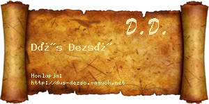 Dús Dezső névjegykártya